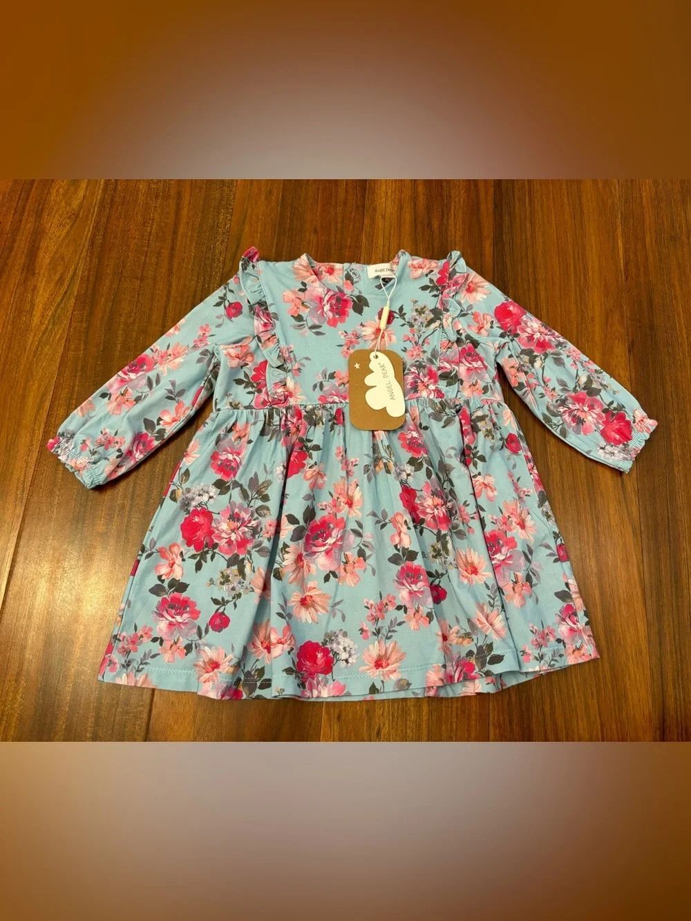 Angel Dear Blue Floral Long Sleeve Dress NWT